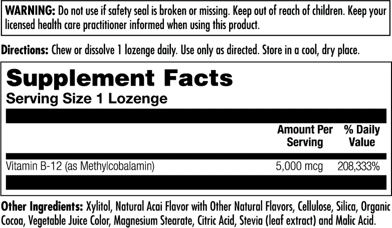 B-12 Methylcobalamin Lozenges 5000 mcg - Image 2