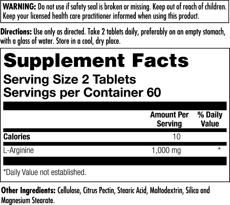 L-Arginine Sustained Release Tablets 1000 mg - Image 3