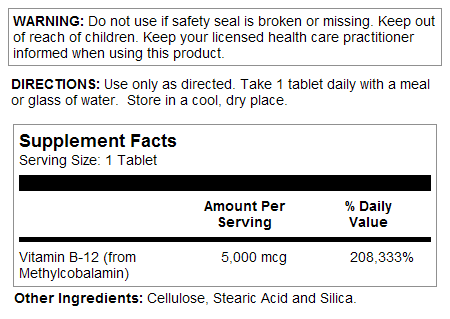 Methyl B-12 Sustained Release Tablets 5000 mcg - Image 2