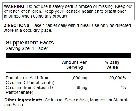 Pantothenic Acid Sustained Release Tablets 1000 mg - Image 3
