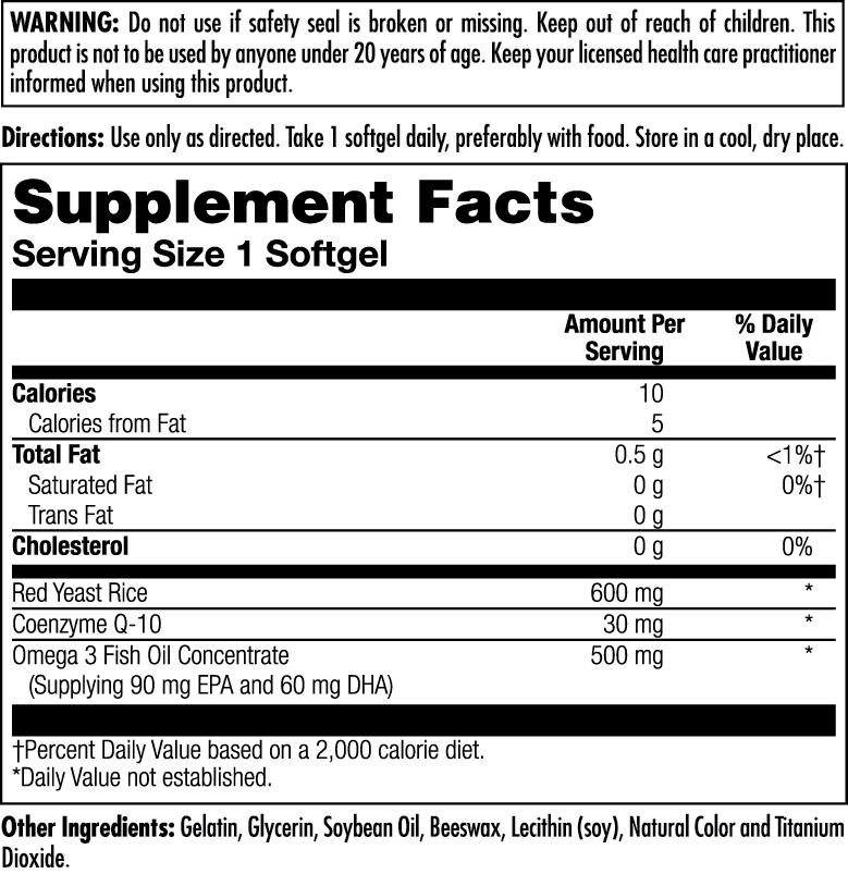 Red Yeast Rice, CoQ10, Omega 3 ActivGels™ Softgels - Image 3