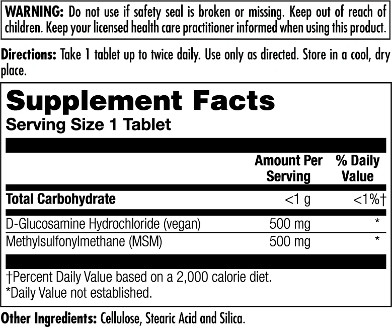 100% Vegetarn MSM & Glucosmine Tablets - Image 2