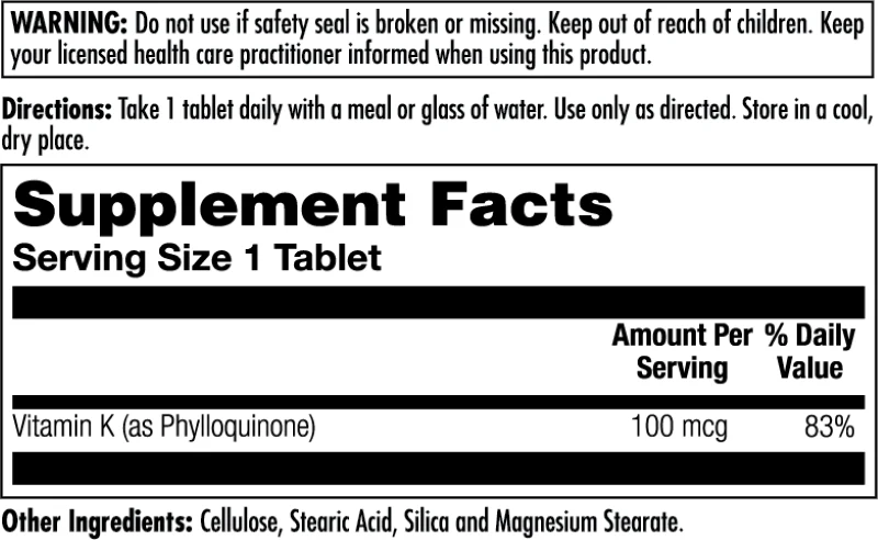 Vitamin K Tablets 100 mcg - Image 2